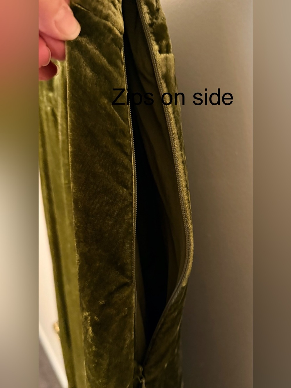 Anthropologie Olive Green Empire Waist Velvet Tiered  Maxi Dress 10 - Picture 10 of 16
